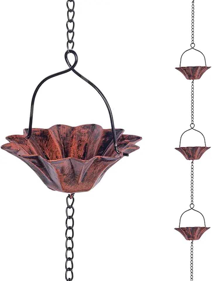 10FT Lotus Rain Chain, Rain Chains for Gutters with 12 Cups