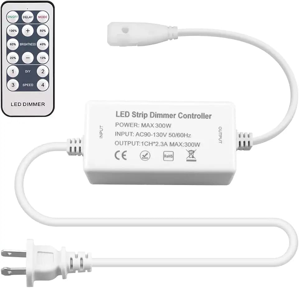 Dimmable Led Controller Only for Samsion AC 110V -120V COB Led Rope Lights Outdoor Waterproof Single Color Light, Compatible with B0CCD7K33W B0CCD6S38Z B0CCD84YLN B0CLTZHR2N (No Rope Light)