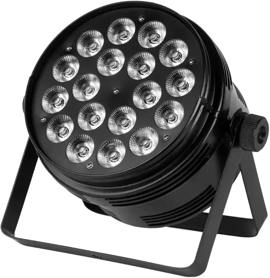 Monoprice 18x 10-Watt RGBW 4-in-1 LED Flat Par Stage Light for Bands, DJs, Banquets, Weddings - Stage Right Series