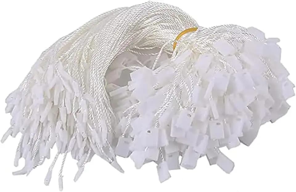 Nylonschnur für Hängeetiketten, 200 Stück, Einwegartikel, schwarz, mit Schnappverschluss, für Kleidung, Markenetikett, Preis (weiß)