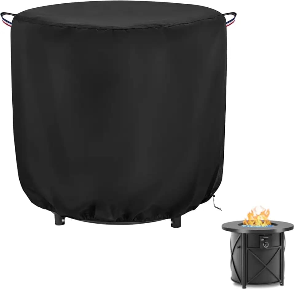 Fire Pit Cover Round,30 Inch 600D Outdoor Propane Firepit Cover