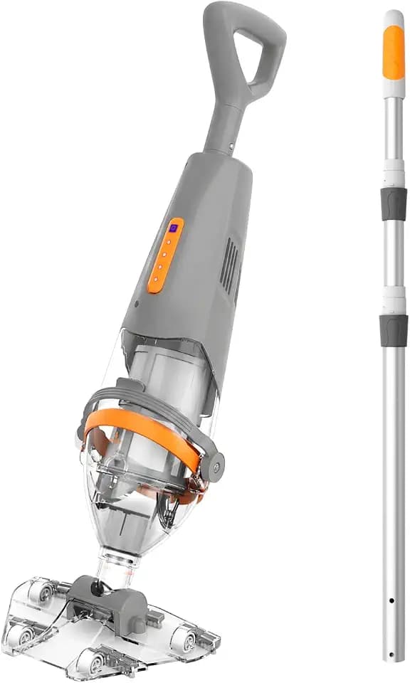 Great Shark Cordless Pool Vacuum with Remote Power Switch, 1.8m Telescopic Pole, 75 Min Runtime, 18 GPM Suction, Handheld Pool Vacuum for Above Ground & Inground Pools, Spa & Hot Tub