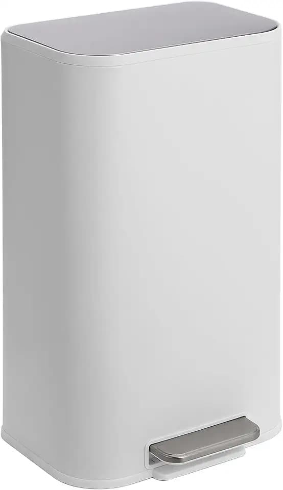 GarveeHome 8 Gal Kitchen Trash Can, Stainless Steel Garbage Can, White