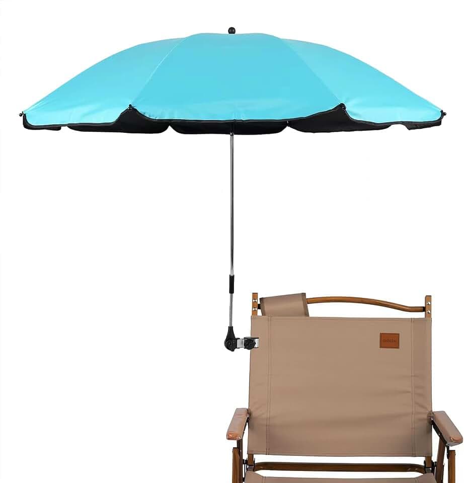 Beach Chair Umbrella with Universal Clamp,360° Adjustable Sunshade Umbrella,Clip on Parasols for Patio,Wheelchairs,Golf Carts