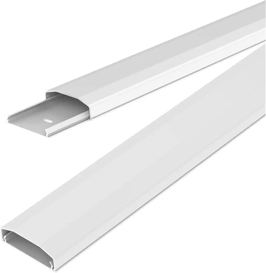 conecto Kabelkanal aus Kunststoff zum Kleben oder Schrauben inkl. 3M Klebeband, 50 cm, weiß