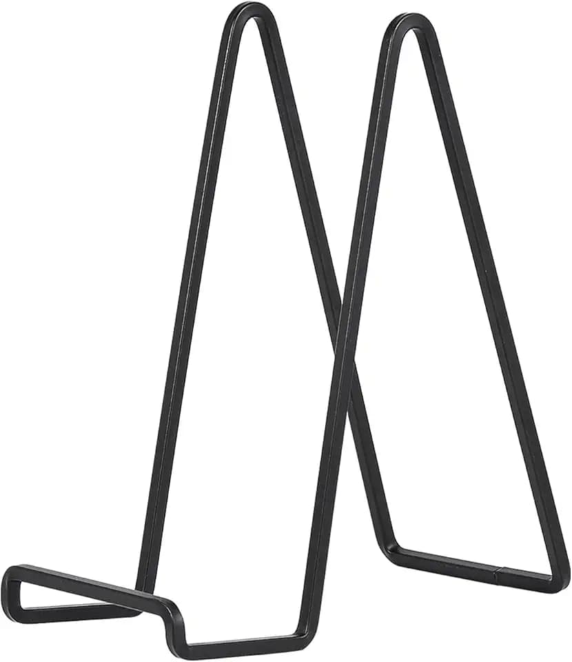 Staffelei Aufsteller Teller Ständer Metall - Tellerständer Groß - Deko Tellerhalter - Dekoteller Halterung - Eisen Staffelei fuer Buch | Foto | Bilderrahmen | Gedenktafel - Schwarz - 2 Stück - 25.6 cm