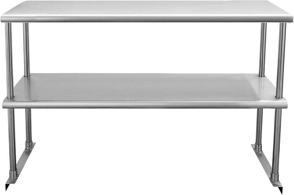 Profeeshaw Stainless Steel Overshelf for Prep&Work Table 12''x36'', 2 Tier