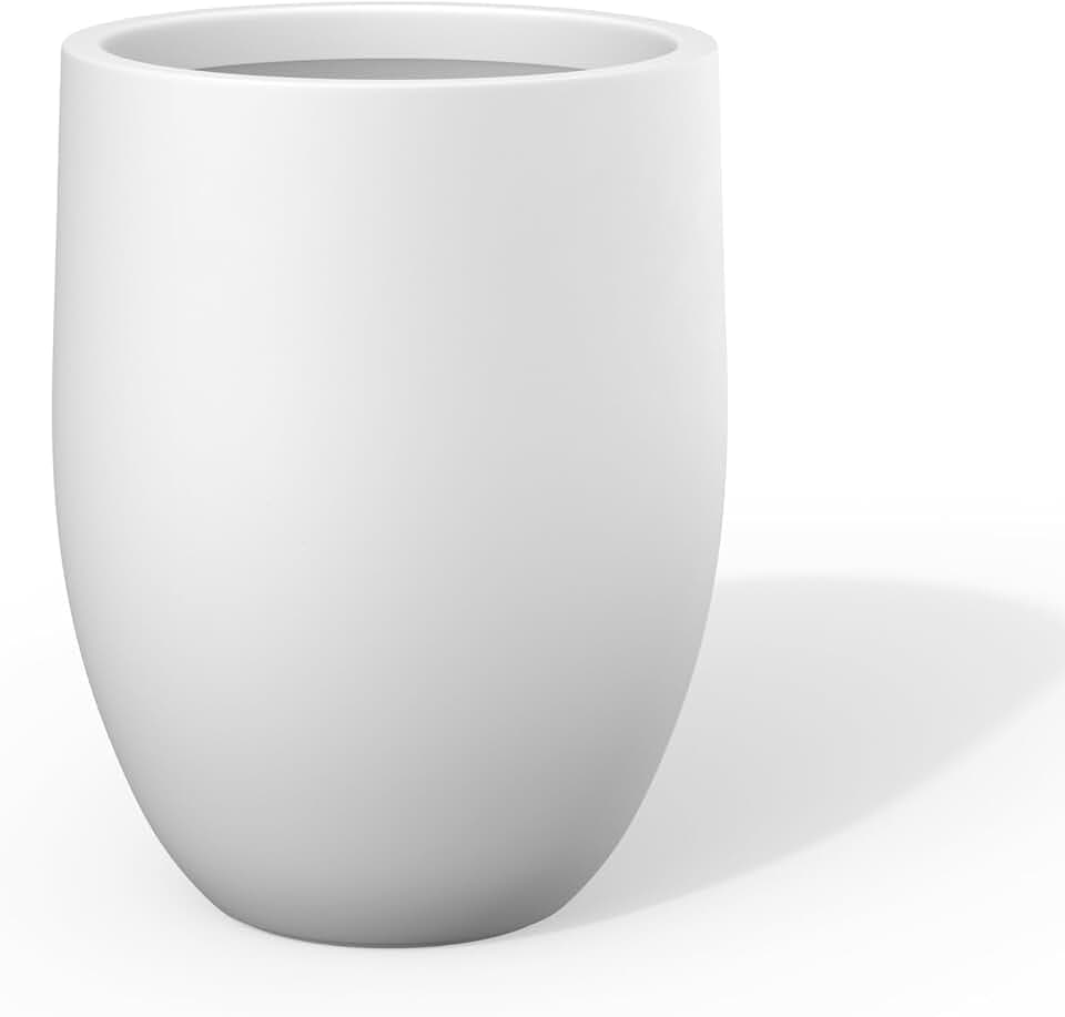Kante White Concrete Planter 21.7" Tall All-Weather Round Large Pot