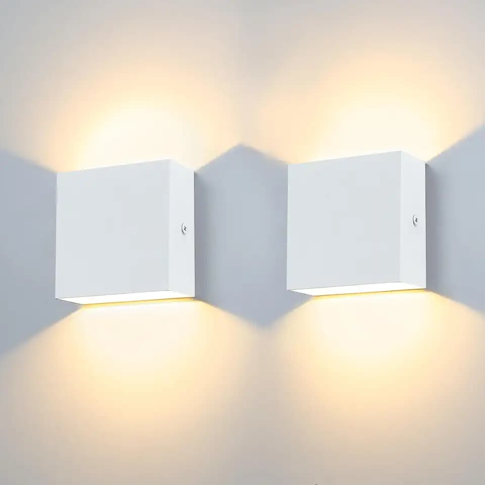 KYOTECH Wandleuchte Innen/Außen, 12W 3000K, Weiß, 2 Stücke