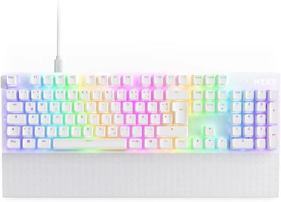 NZXT Function 2-2024 Optische Vollformat Gamingtastatur | RGB beleuchtet | 8K-Abfragerate | Lineare Opt. Switches | Einstellbare Auslösung | Hot-Swap | Gaming Keyboard| Weiß - DE (QWERTZ)