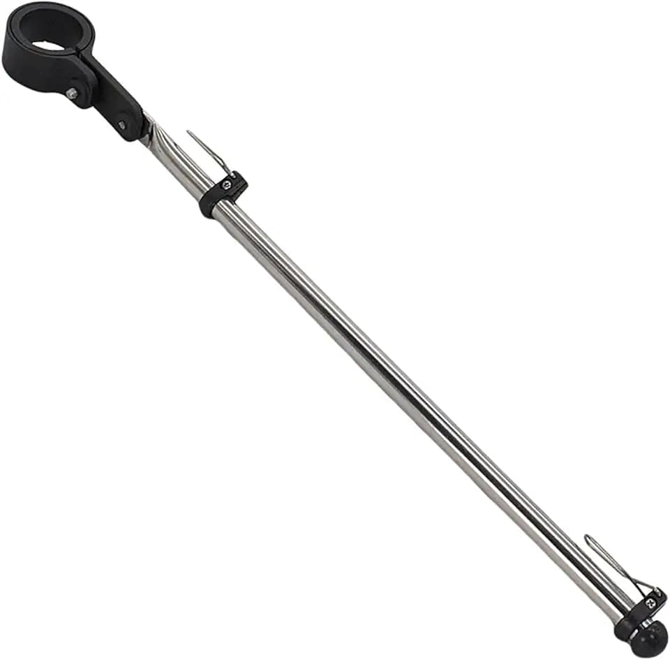 MARINE CITY 304 Grade Stainless Steel Sturdy Rail Mount Flag Staff Pole with Adjustable Rail Clamp for US Flag
