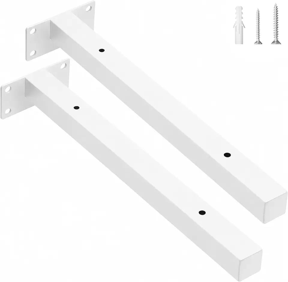 scicent 2 stück Regalhalterung, Regalwinkel Schwerlast, Regalhalter Metall, Holzkonstruktion Wandhalterung Winkel Regal, Regalträger, Tragkraft 50 KG (Weiß 30 cm)