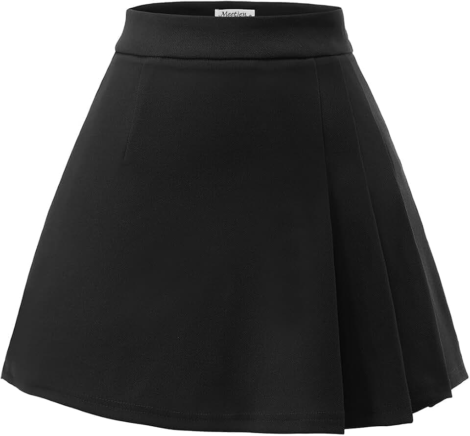 Meetjen Minirock Damen Hohe Taille A-Linie Kurz Skater Röcke Casual Faltenrock Schulmädchen Basic Tennis Rock mit Shorts