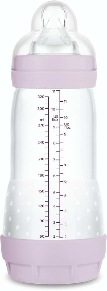 MAM Anti-Kolik-Flasche, ab 4 Monaten, 320 ml, mit Sauger mit 3 schnellen Durchfluss aus Silikon, leicht anzunehmen, selbststerilisierend und leicht zu reinigen, Easy Start Anti-Colic, Mattrosa, 1