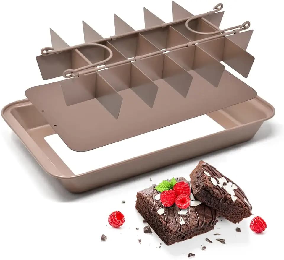 joeji's Kitchen Brownie Backform mit Teiler 18 Stück Antihaft Karbonstahl