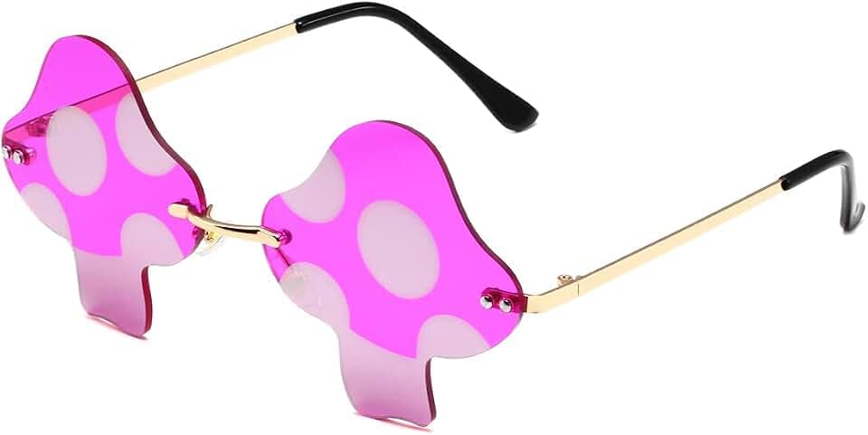JOVAKIT Mushroom Shaped Sunglasses for Women Men Vintage Rimless