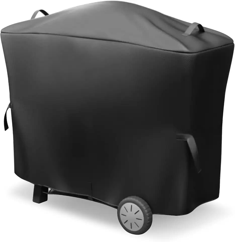 Outspark 7112 Grill Cover for Weber Q Grill on Cart Q2000, Q2200, Q2400, Q300, Q320, Q3000, Q3200 Series Gas Grills,Portable BBQ Grill Cover with Reflective Straps and Handle,600D