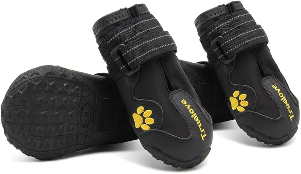 Truelove Pfotenschutz Hundestiefel,Wasserdicht Hundeschuhe mit Reflektierenden Riemen für Kleine, Mittelgroße und Große Hunde