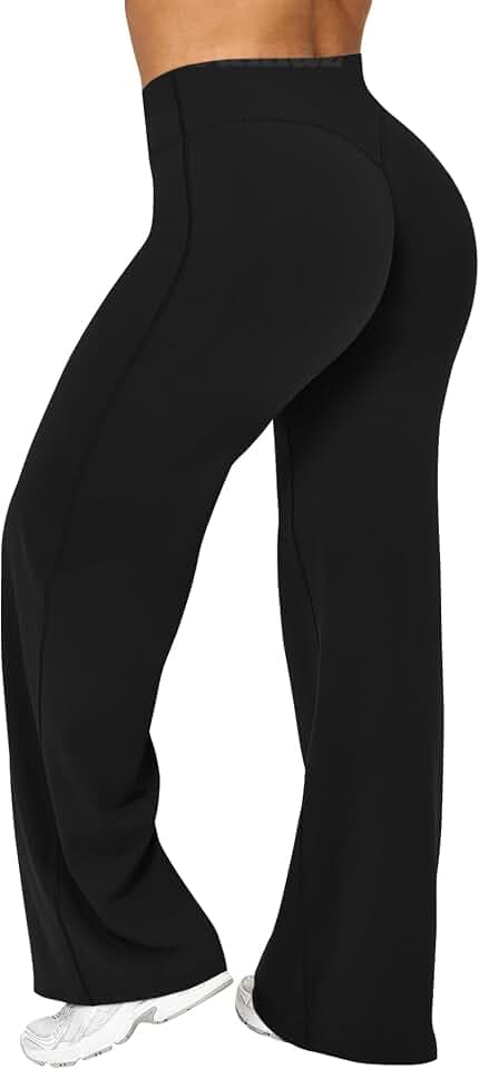 Ieumaz Women Straight Leggings Bottoms High Waist Gym Workout Leggings Stretch Casual Wide Leg Yoga Pants