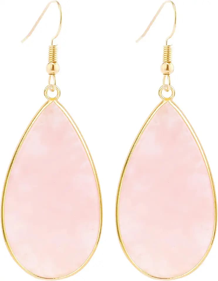 BaubleStar Natural Crystal Healing Stone Teardrop Dangle Earrings for Women