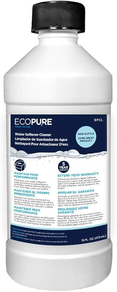 EcoPure EPCL Universal Water Softener Cleaner – Removes Iron, Rust & Sediment – Extends System Life – Compatible with All Brands