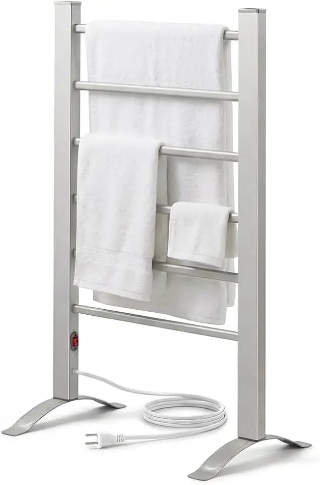 Pursonic TW300 Towel Warmer Rack for Bathroom – 6-Bar Electric Heated Towel Rack, Wall Mounted or Freestanding Setup, Plug-In Towel Dryer, Minimal Assembly Chrome-Plated