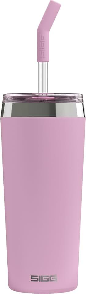 SIGG - Isolierbecher - Travel Mug Helia - Mit wiederverwendbarem Glastrinkhalm & Reinigungsbürste - Auslaufsicher - BPA-frei - 18/8-Edelstahl - 0,45L / 0,6L