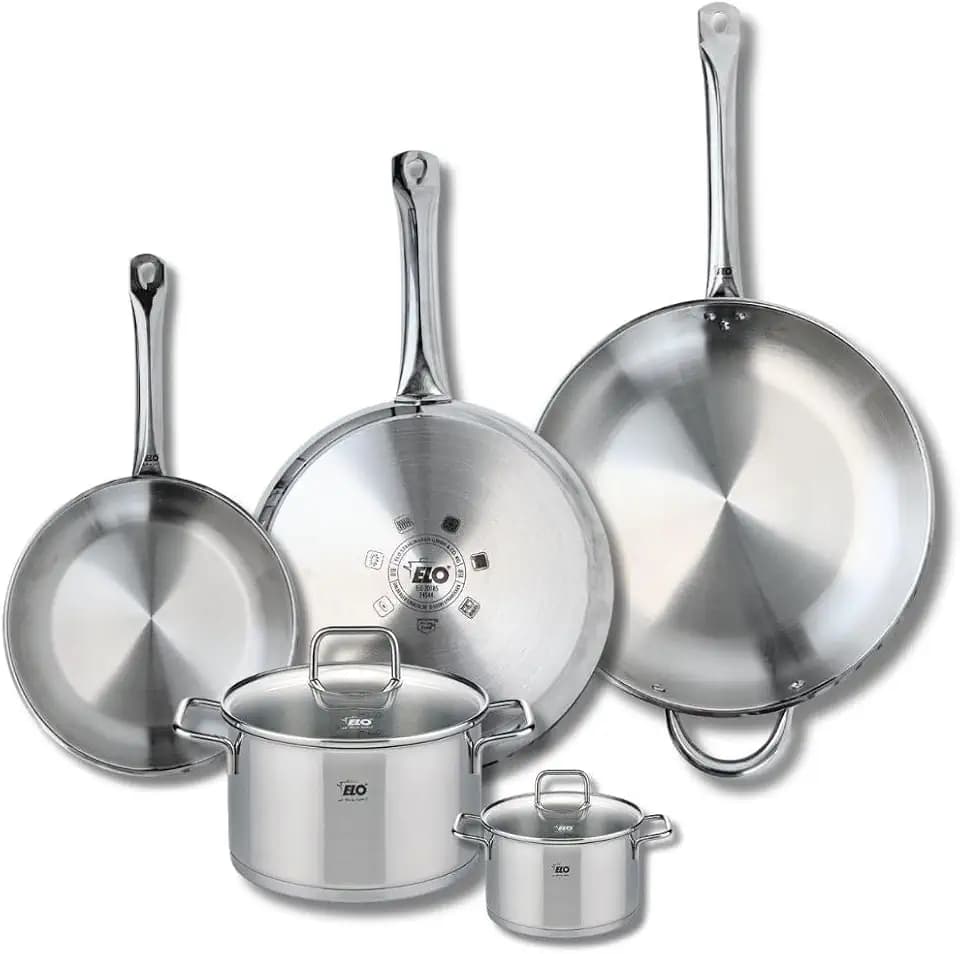 Elo Kochgeschirr-Set, 3 Pfannen 24/28/32 cm, 2 Kochtöpfe 12/20 cm