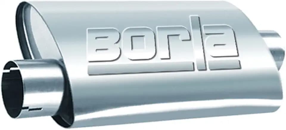 BORLA 40664 ProXS ProXS Muffler 2.25" Offset Inlet/ 2.25" Center Outlet, 4" x 9.5" Oval, 14" Long Body, 19" Overall Length. Universal Part. Reversible Design.
