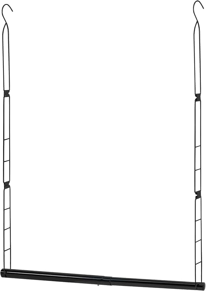 STORAGE MANIAC Hanging Closet Rod, Adjustable Width and Height Closet Hanging Organizer, Space-Saving Clothes Hanging Bar, Closet Extender Hanging Rod Double Closet Hanging Rod, 1 Pack Black