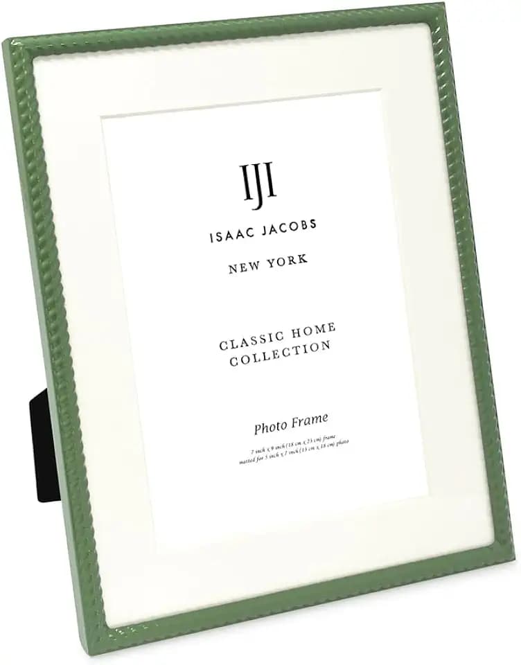 Isaac Jacobs 7x9 (Matted 5x7) Green Metal Rope Border Picture Frame w/Easel
