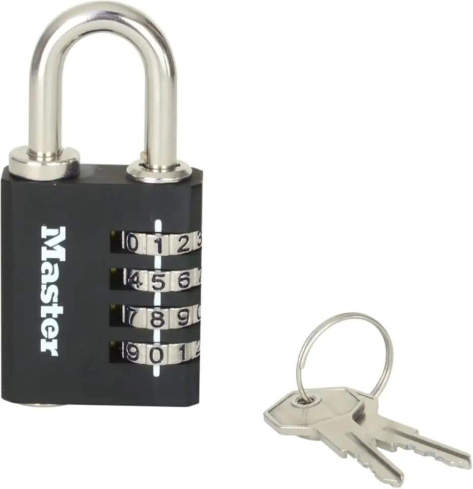 Master Lock 7641EURDBLK Zahlensschloss mit Sicherheitsnotschlüssel – für den Innenbereich, 78 x 40 x 16 mm