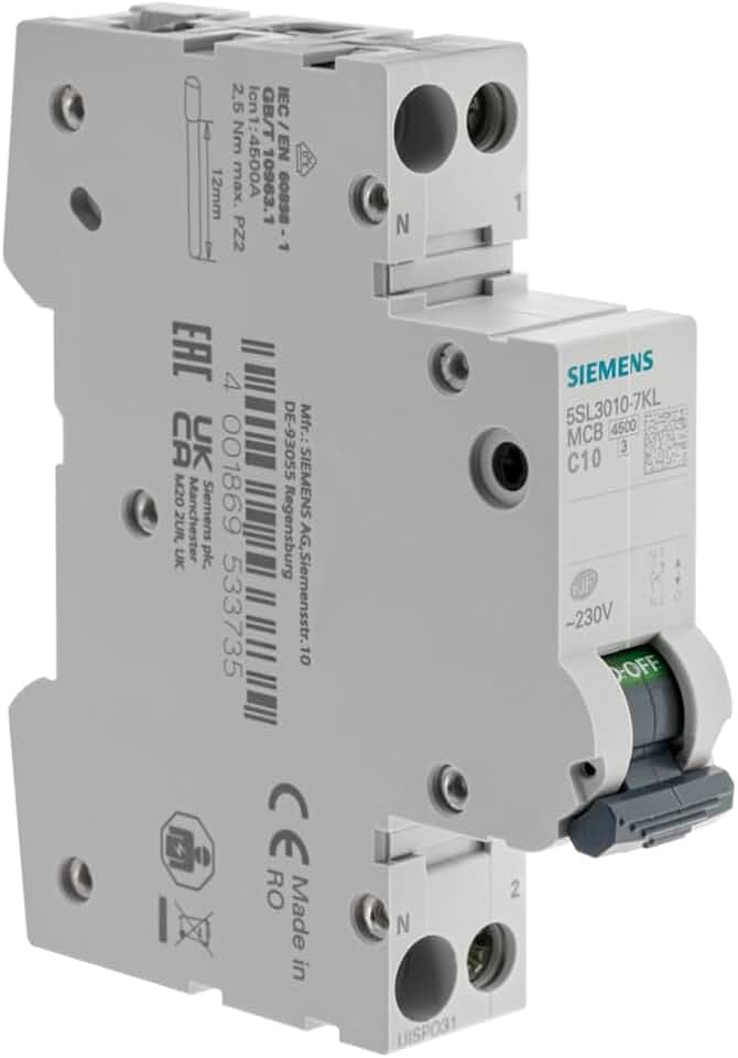 Leitungsschutzschalter, 10 A, Ph+N, Kurve C, 4,5 kA, 230 V