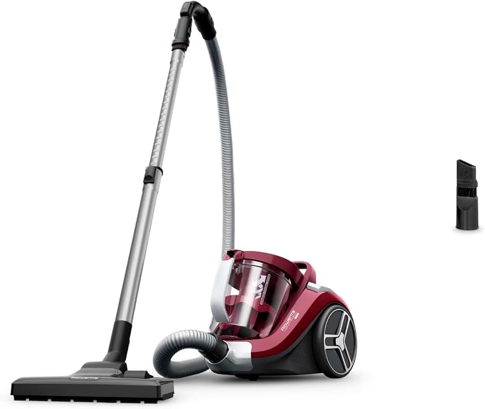 Rowenta Compact Power XXL Classic beutelloser Bodenstaubsauger, 900 Watt, 3-stufiges Filtersystem, Fassungsvermögen, kompakt, 8,80 m Reinigungsradius, inkl. 2-in-1 Fugendüse, Rot, RO4B23