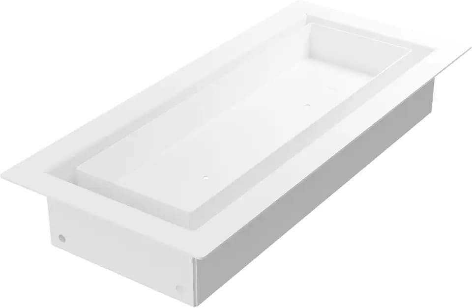 Fittes Framed 4x10" Steel Floor Vent with Adjustable Dampers, White