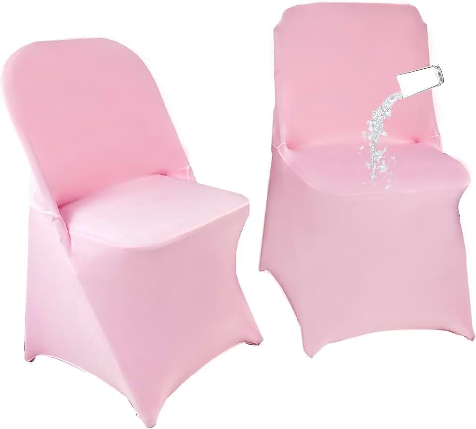 40PCS Spandex Folding Waterproof Chair Covers for Party,Pink