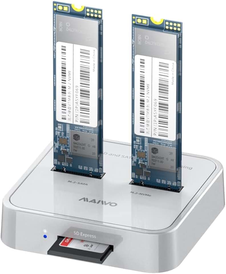 MAIWO K3016SD NVMe SATA SD 3 Bay SSD Docking Station, 10Gbps M.2 SSD Reader Adapter Enclosure, Compatible SD Express/M.2 NVMe SATA SSD. (Not Support Clone)