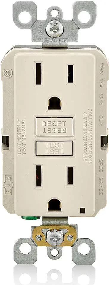Leviton Slim GFCI Outlet, Non Tamper-Resistant, 15 Amp, GFNT1-T, Lt Almond