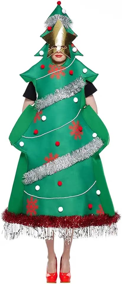EraSpooky Weihnachtsbaumkostüm für Erwachsene zu Weihnachten Lustige Partykostüme für Erwachsene