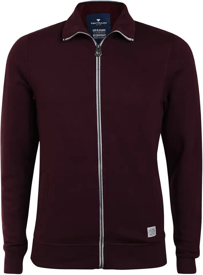 TOM TAILOR Herren Basic Sweatjacke mit Stehkragen Sweatshirt