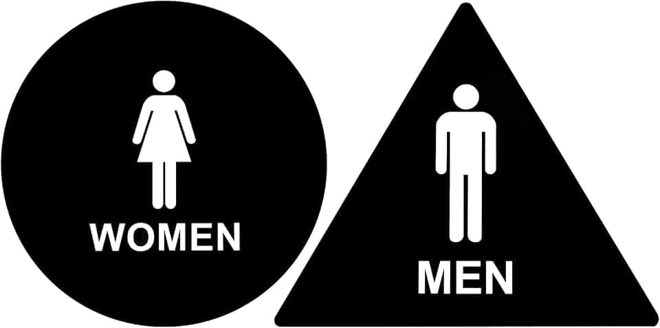 Moxweyeni Accessible Men and Women Restroom Signs Set, 12" Triangle & Round Geometric Bathroom Door Signs, Toilet Door Sign with Adhesive Backing for Public Office Restaurant Commercial Facilities