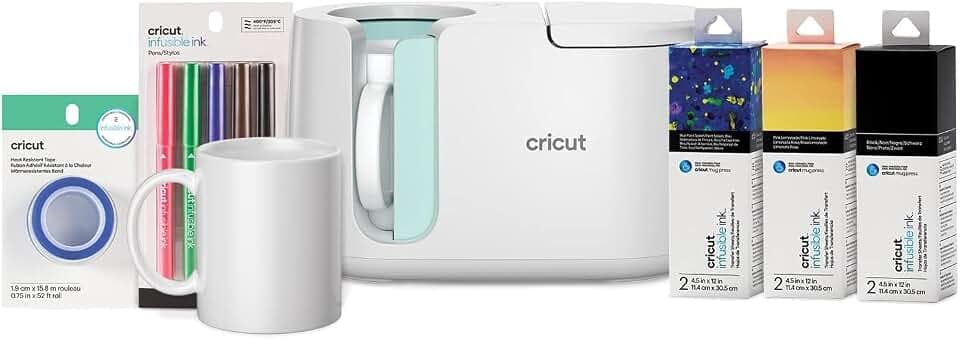 Cricut Mug Press Starter-Paket | Mug Press & Materialien Tumbler Heat Press für Becher, Tassen, Kaffeetassen, Trinkflaschen und Taschen - Transferpresse für personalisierte Sublimation