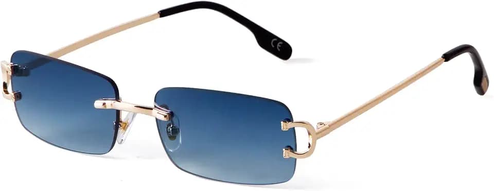 JUDOO Fashion Rimless Rectangle Sunglasses for Men Women
