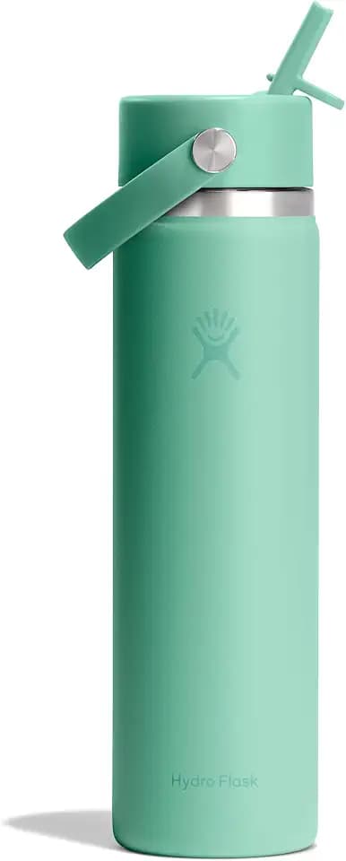Hydro Flask Water Bottle - Insulated Stainless Steel - Wide Straw Lid, Non Spill, Leakproof in 24 Oz Mermaid Green