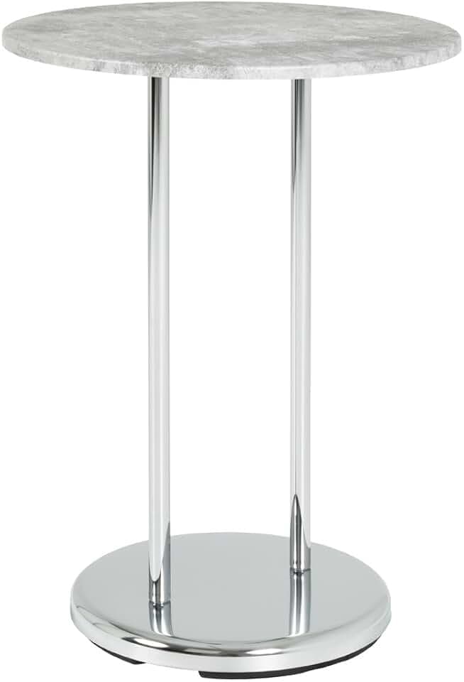 HAKU Beistelltisch rund betonoptik Chrom MDF Metall runder Couchtisch - Maße: H 55 x Ø 40 cm Style: Modern