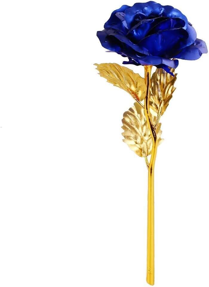 Youngine Kreatives Muttertagsgeschenk 24K Goldfolie Rosenblume Vollblütengeschenke, Romantisches Geschenk für Sie mit Kasten, handgefertigt und Liebe Last Forever (Blau)