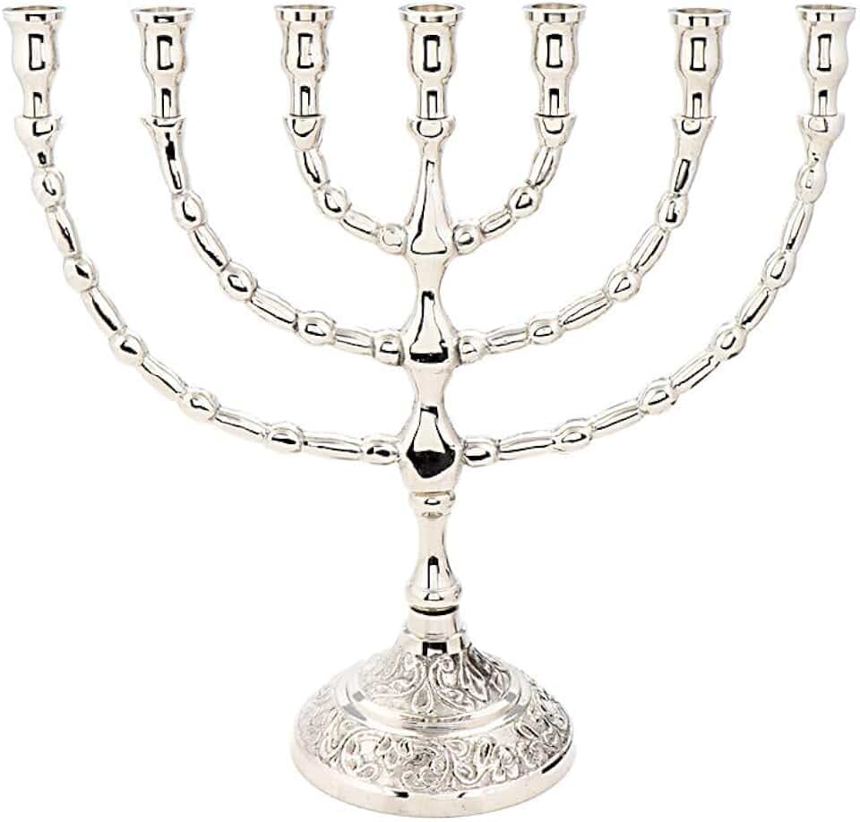 NKlaus Menorah 7-armig, Gold, 20cm hoch, 22cm breit, Kerzen bis Ø 1,5cm