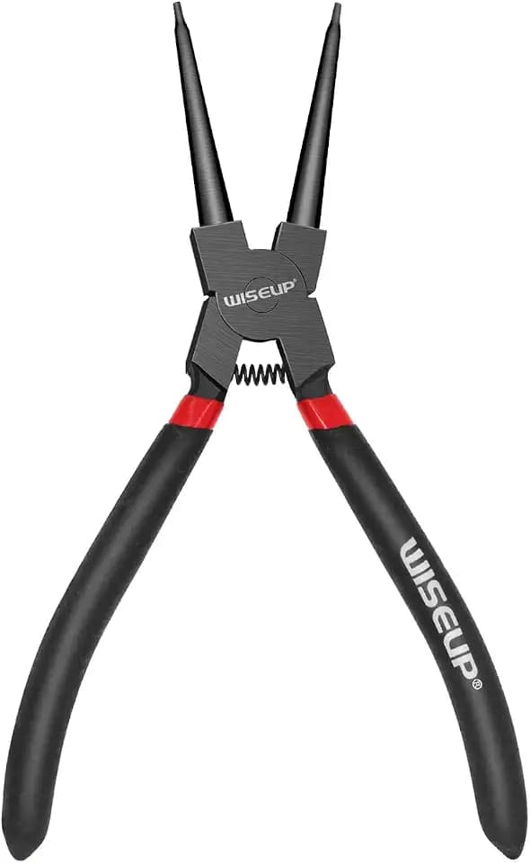 WISEUP Sicherungsringzangen, 170mm Gerade interne und externe Sprengringzangen, industrieller Kohlenstoffstahl, Anti-Rutsch und Anti-Schweiß ergonomische Griff (Gerade Außenzange)