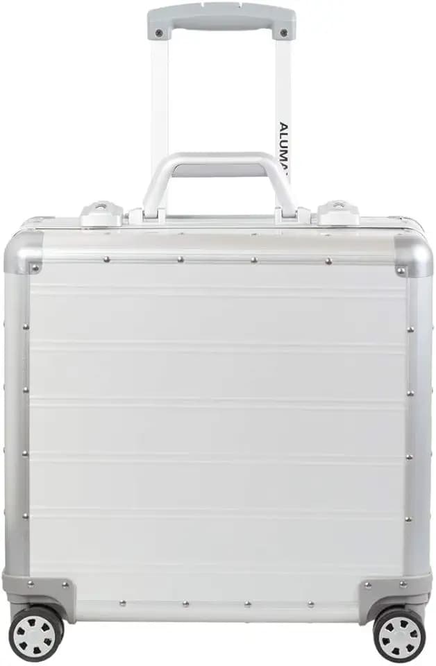 Alumaxx 45172 - Business Trolley Gemini, Reisekoffer mit Overnight Fach, Rollkoffer aus Aluminium, Trolleykoffer mit 4 doppelten 360° Leichtlaufrollen Koffer ca. 42,5 x 40 x 21 cm, Silber Matt