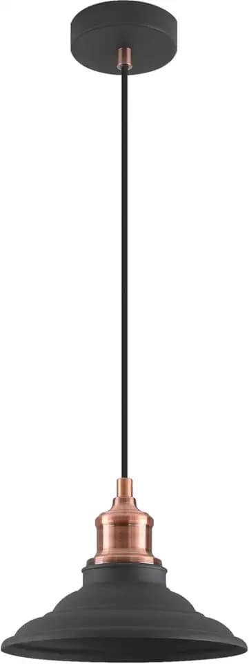 GTV Pendelleuchte LORET, Deckenleuchte M,8731,AC220-240V,50/60Hz,1*E27,max.40W,Durchm. 20,5cm,IP20, einfach schwarz